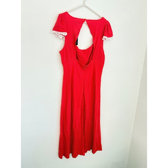 Wild Fable Red White Polka Dot Square Neck Open Back Midi Dress Cap Sleeve XL - Picture 5 of 16